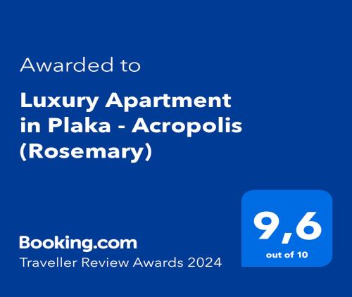 Majutusasutuses Luxury Apartment in Plaka - Acropolis (Rosemary) olev sertifikaat, autasu, silt või muu dokument