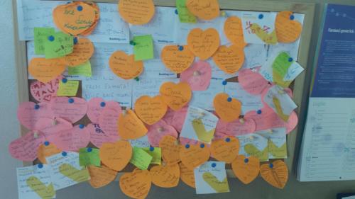 a bulletin board with lots of hearts on it at SelfMatic in Orio al Serio