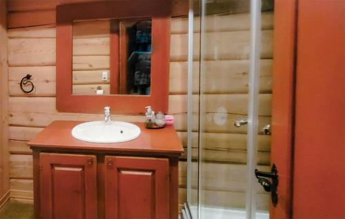 a bathroom with a sink and a glass shower at Cozy Home In Uvdal With Kitchen in Uvdal