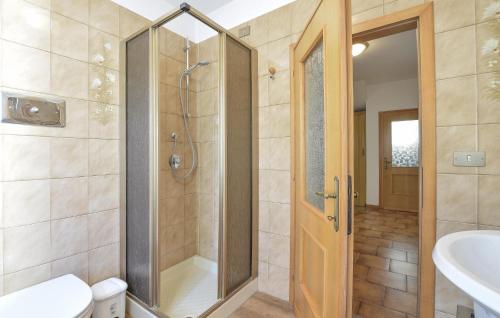 e bagno con doccia, servizi igienici e lavandino. di 2 Bedroom Lovely Apartment In Bagolino, F, P,caffaro a Ponte Caffaro