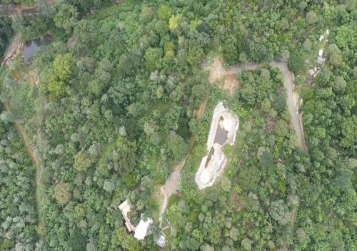 an overhead view of a clearing in a forest at Blue Valley Estate-12 Acre Forest-Silver Oak-Villa in Yercaud