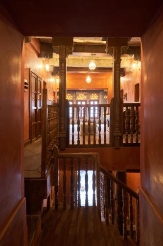 a view of a stairway in a building at Kaladwas Lal Haveli - A Heritage Boutique Hotel in Udaipur