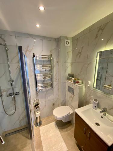 Koupelna v ubytování Apartman Zlatni bor II