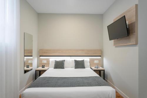 a bedroom with a bed and a flat screen tv at InsideHome Palencia Catedral in Palencia