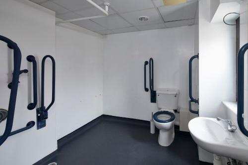 a bathroom with a toilet and a sink at Ian Baker House in London