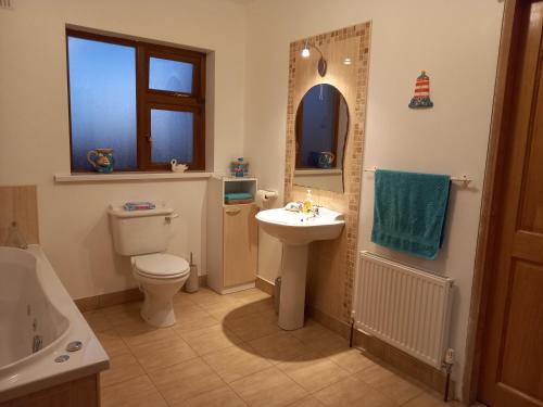 y baño con aseo, lavabo y ducha. en Four Seasons en Waterford