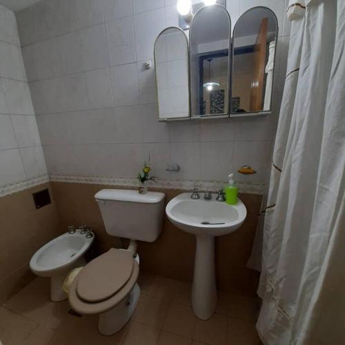 een kleine badkamer met een toilet en een wastafel bij Dpto céntrico exc. ubicación in Mendoza