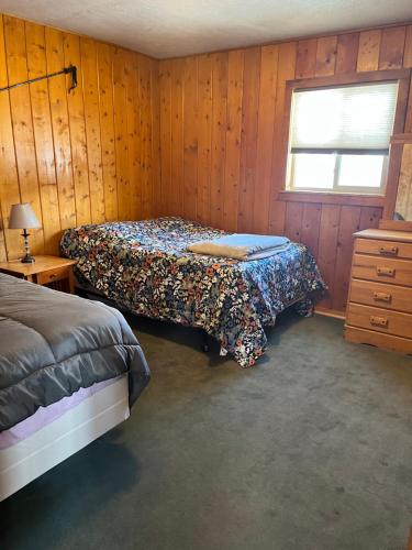 サウス・フォークにあるSouth Fork Lodge & RV Park Coloradoのベッドルーム1室(ベッド2台、窓付)