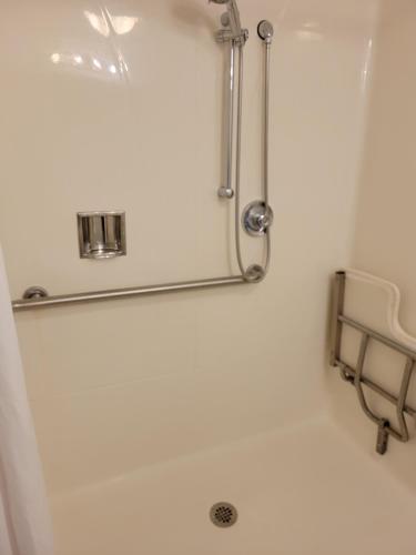 a shower in a bathroom with a glass door at Natural Bridge Hotel, Trademark Collection by Wyndham in Natural Bridge