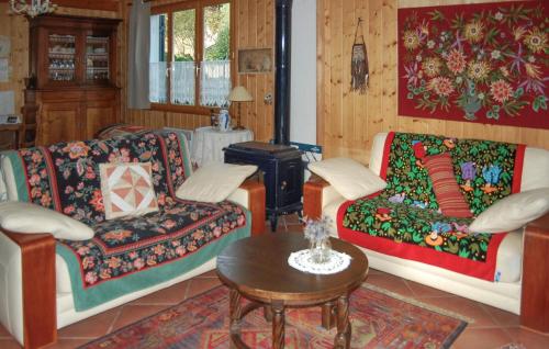 un salon avec deux canapés et une table dans l'établissement 4 Bedroom Stunning Home In Louvie-Juzon, à Louvie Juzon