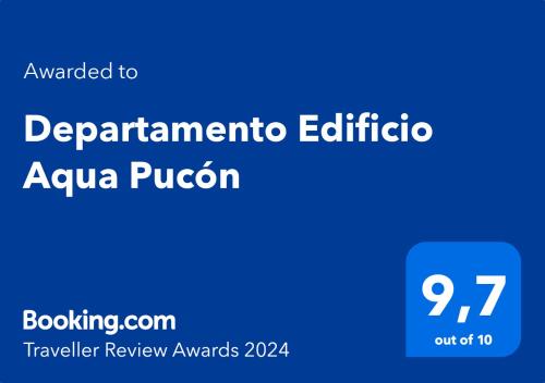 Majutusasutuses Departamento Edificio Aqua Pucón olev sertifikaat, autasu, silt või muu dokument