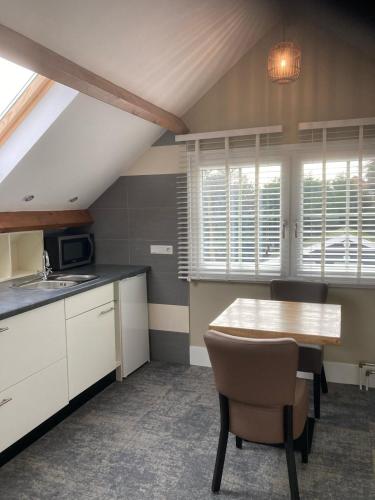 a kitchen with a table and chairs in a room at Duinstrand Burgh-Haamstede in Burgh Haamstede
