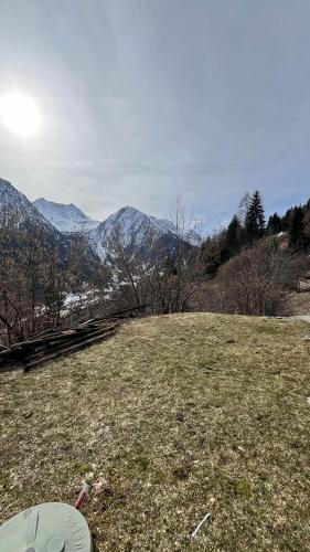 a field of grass with mountains in the background at Maso dei Sogni - Vermiglio / Tonale in Vermiglio