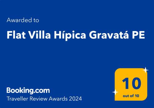 תעודה, פרס, שלט או מסמך אחר המוצג ב-Flat 707 Villa Hípica Gravatá PE