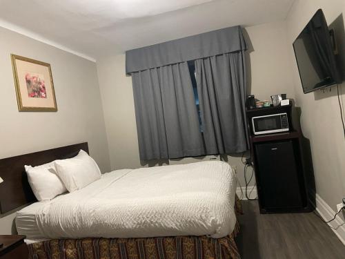 a hotel room with a bed and a television at London residency inn in London