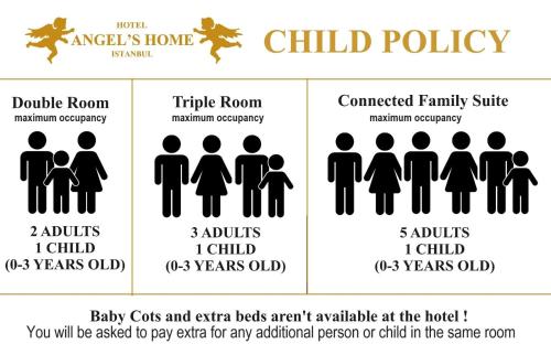 a set of icons of a family and their child respectively at Angel's Home Hotel - Angel Group Hotels in Istanbul