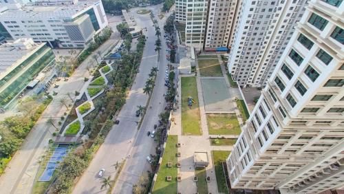 an aerial view of a city street with tall buildings at Blue Ridge Service Apartments in Hinjewadi