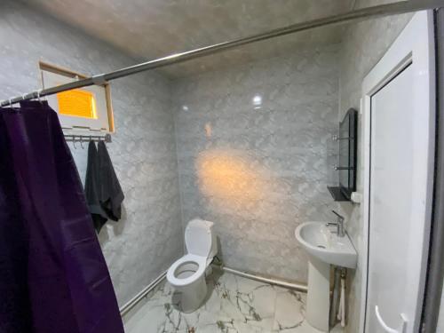 a bathroom with a toilet and a sink at Guesthouse Shete 