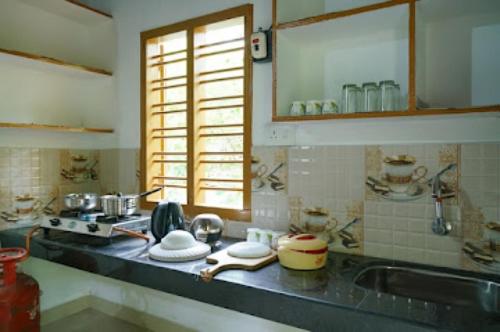 - une cuisine avec un évier et un comptoir dans l'établissement Entire Private Guest House Munnar, à Munnar