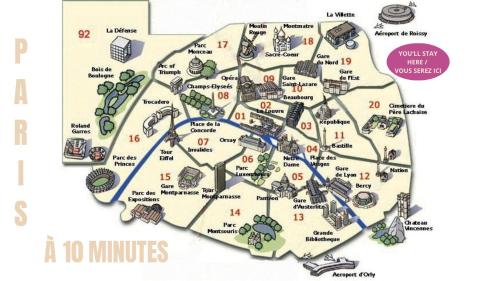 a map of the city of minneapolis at Appartement 2 pièces à quelques minutes de Paris in Le Pré-Saint-Gervais