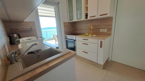 a kitchen with a sink and a counter top at Villa Stjepan in Zavala