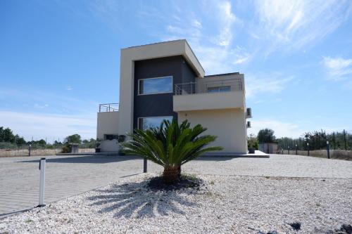 a house with a palm tree in front of it at Terrazza sul Plemmirio in Siracusa