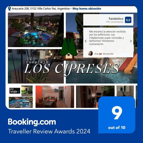 a collage of images of a website with a house at Complejo Los Cipreses in Villa Carlos Paz