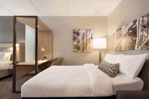 a hotel room with a bed and a desk at SpringHill Suites by Marriott Allentown Bethlehem/Center Valley in Center Valley