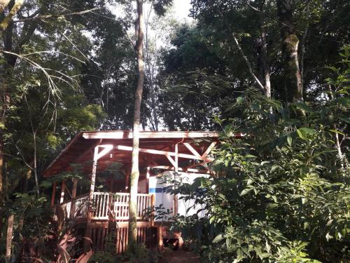 a cabin in the woods with trees at Espacio Benignia in Puerto Libertad