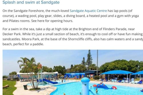 a flyer of a swimming pool at a park at Cottage on the Bay 