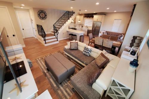 an aerial view of a living room and dining room at Modern comfort, prime location, 360 views, 4 BR entire house in San Diego