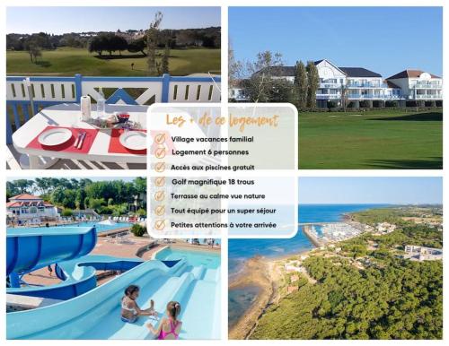 un collage de photos d'une piscine et d'un complexe dans l'établissement 