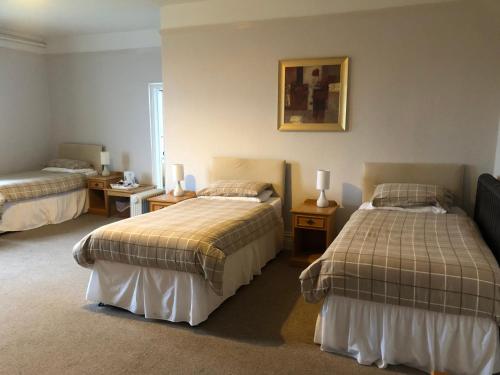 a hotel room with two beds in a room at Highland Moors in Llandrindod Wells