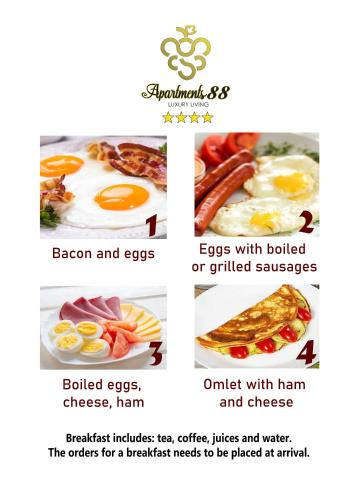 a collage of different types of breakfast foods at Luxury Apartments 88 in Smederevo