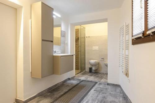 ein Bad mit einem WC und einem Waschbecken in der Unterkunft Belle Arti loft, in the heart of the city in Bologna