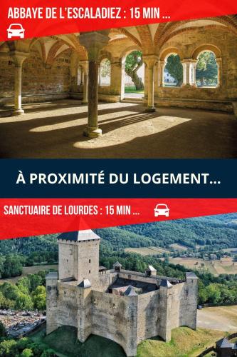 a poster for a castle in a city at Logements Un Coin de Bigorre - T2 de campagne - Canal plus & Netflix - Wifi fibre - Centre village in Tournay