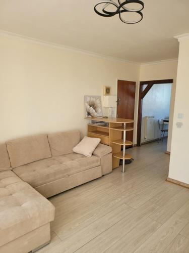 un salon avec un canapé et une table dans l'établissement Elégant apparemment 60m2 climatisé, à Avignon