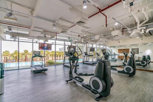 Fitness center at/o fitness facilities sa Silkhaus modern furnished studio in DIFC center with balcony