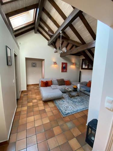 un salon avec un canapé et une table dans l'établissement from Geneva,Big House,7 bedrooms, à Archamps