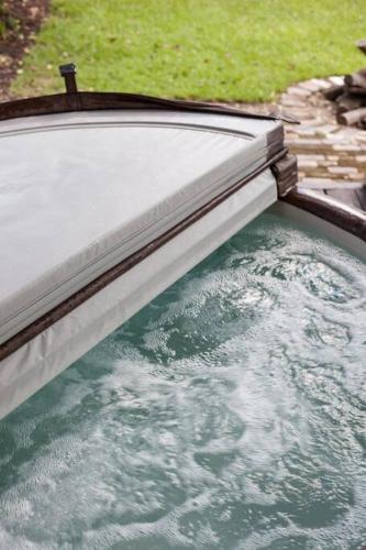 a close up of a car swimming in a pool at Secret Garden Studio w/ Hot Tub: Near Forsyth Park in Savannah