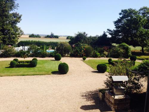 a garden with hedges and a gravel driveway at Château d'Avanton in Avanton