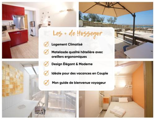 un collage de photos d'une cuisine avec un parapluie dans l'établissement * Hossegor * Climatisé * Plage * Surf * Couple, à Soorts-Hossegor