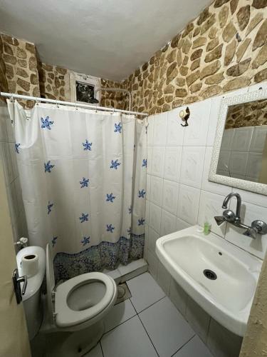 a bathroom with a toilet and a sink at Orient Gate in Wadi Musa