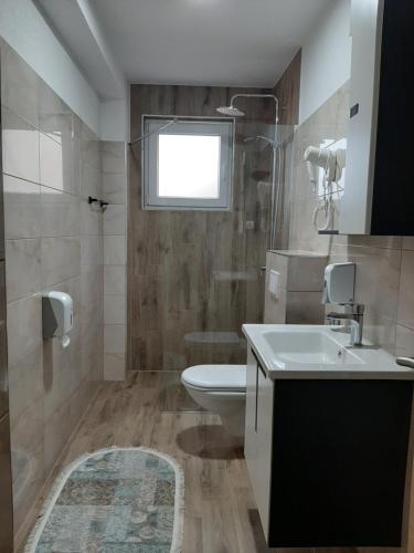 a bathroom with a toilet and a sink at Villa Pliva Lake 2 in Jajce