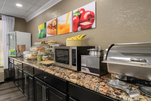 a kitchen with a counter with a microwave at Quality Inn & Suites Lexington South in Lexington