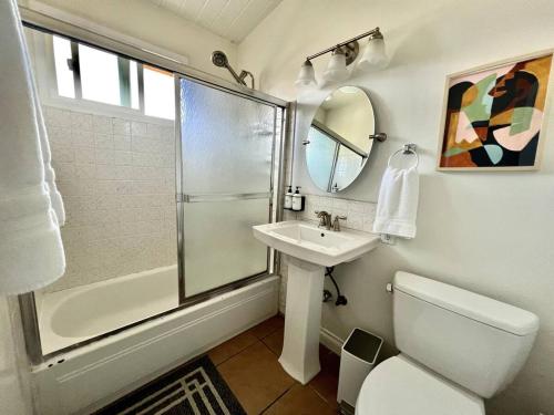 a bathroom with a shower toilet and a sink at 2 Bedroom close to downtown and beach in Santa Barbara