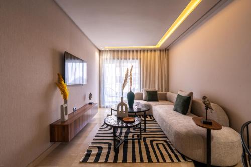 Zona de estar de Luxoria by ShortStayMaroc, Studio Moderne et Chic, Parking, Quartier Central