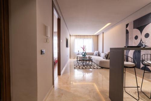 Zona de estar de Luxoria by ShortStayMaroc, Studio Moderne et Chic, Parking, Quartier Central