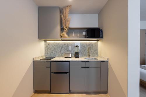 a kitchen with a sink and a counter top at Lerma Dos Seis Cuatro in Mexico City
