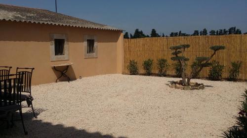 a courtyard with a house and a bonsai tree at Mas Saint Julien in Cavaillon